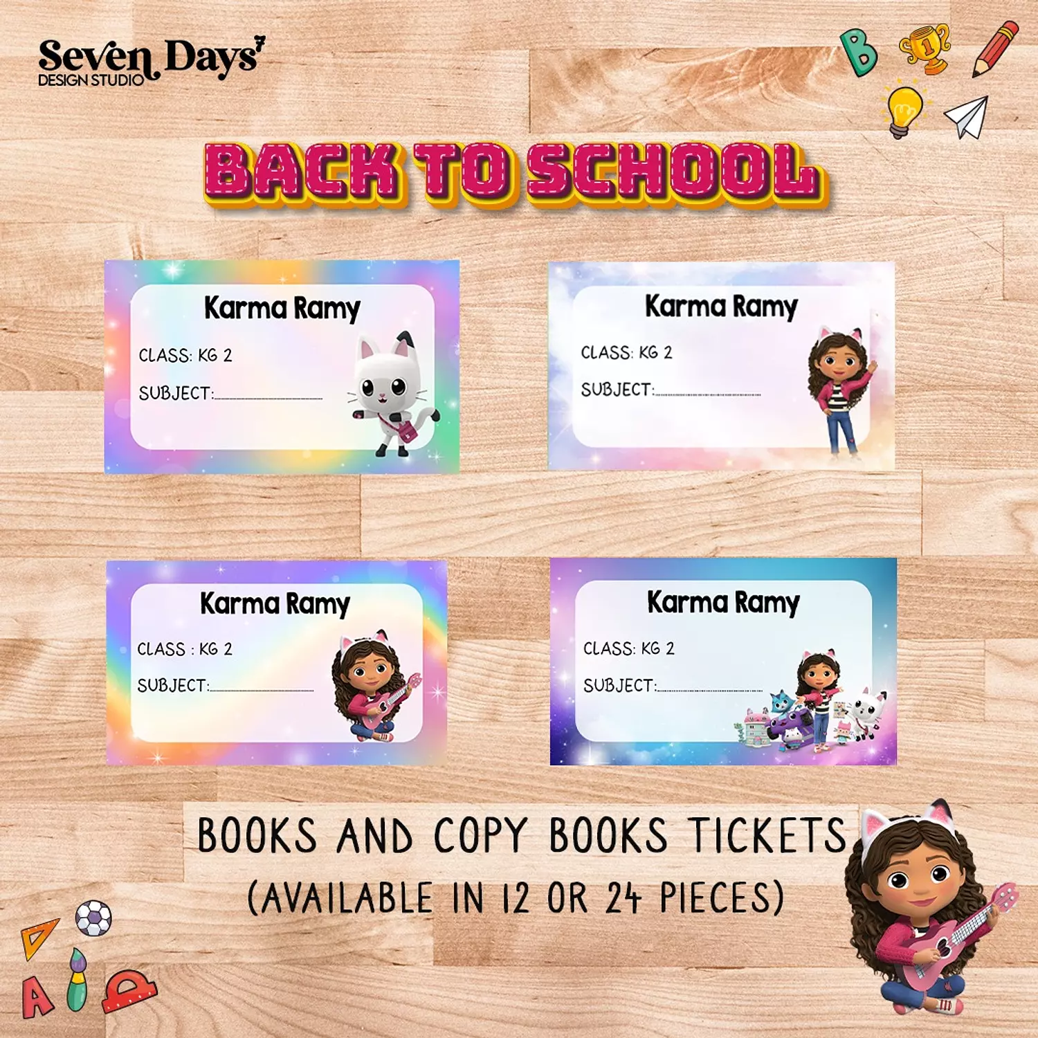 Gabby's Dollhouse School Labels 1
