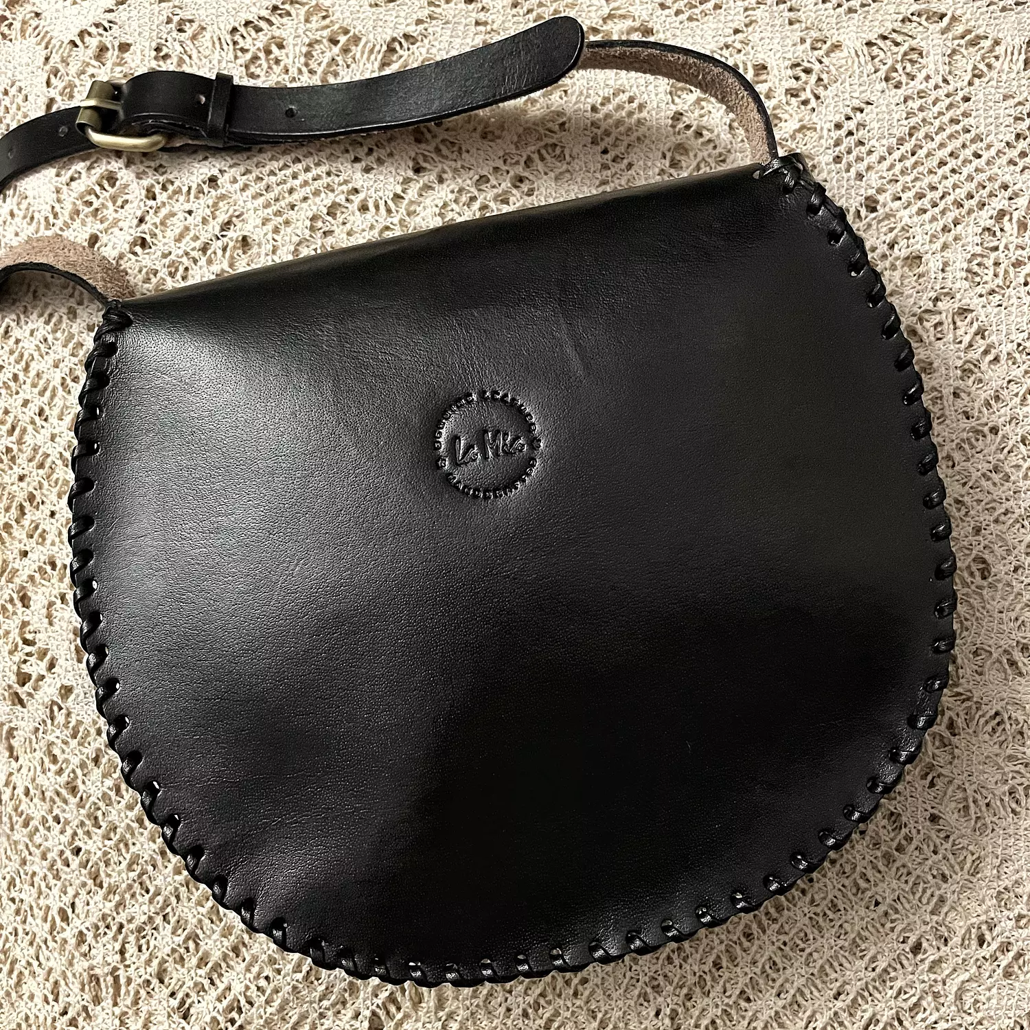Floral round basket bloom tooled leather bag 2