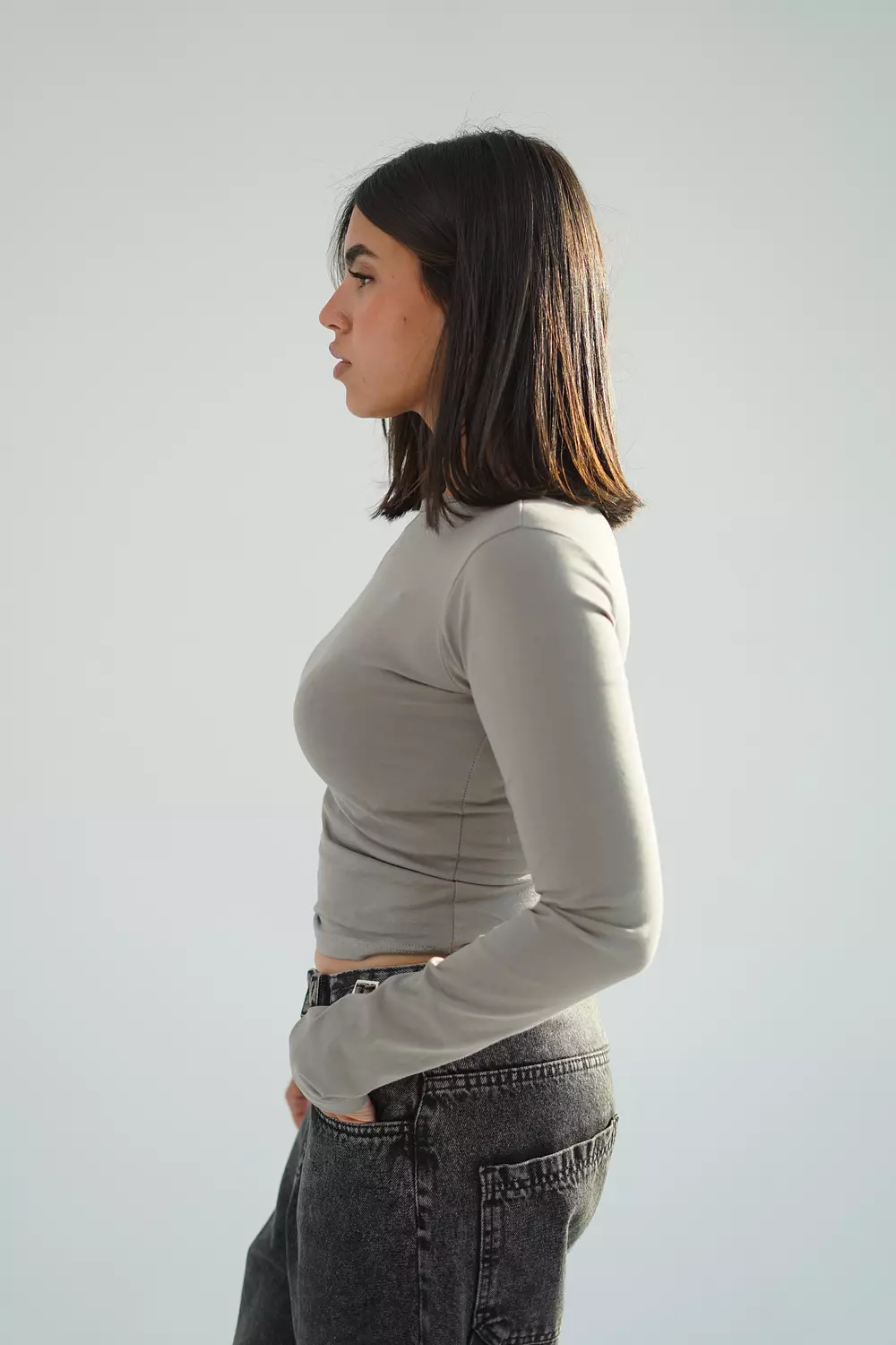 Gray top with long sleeve 2