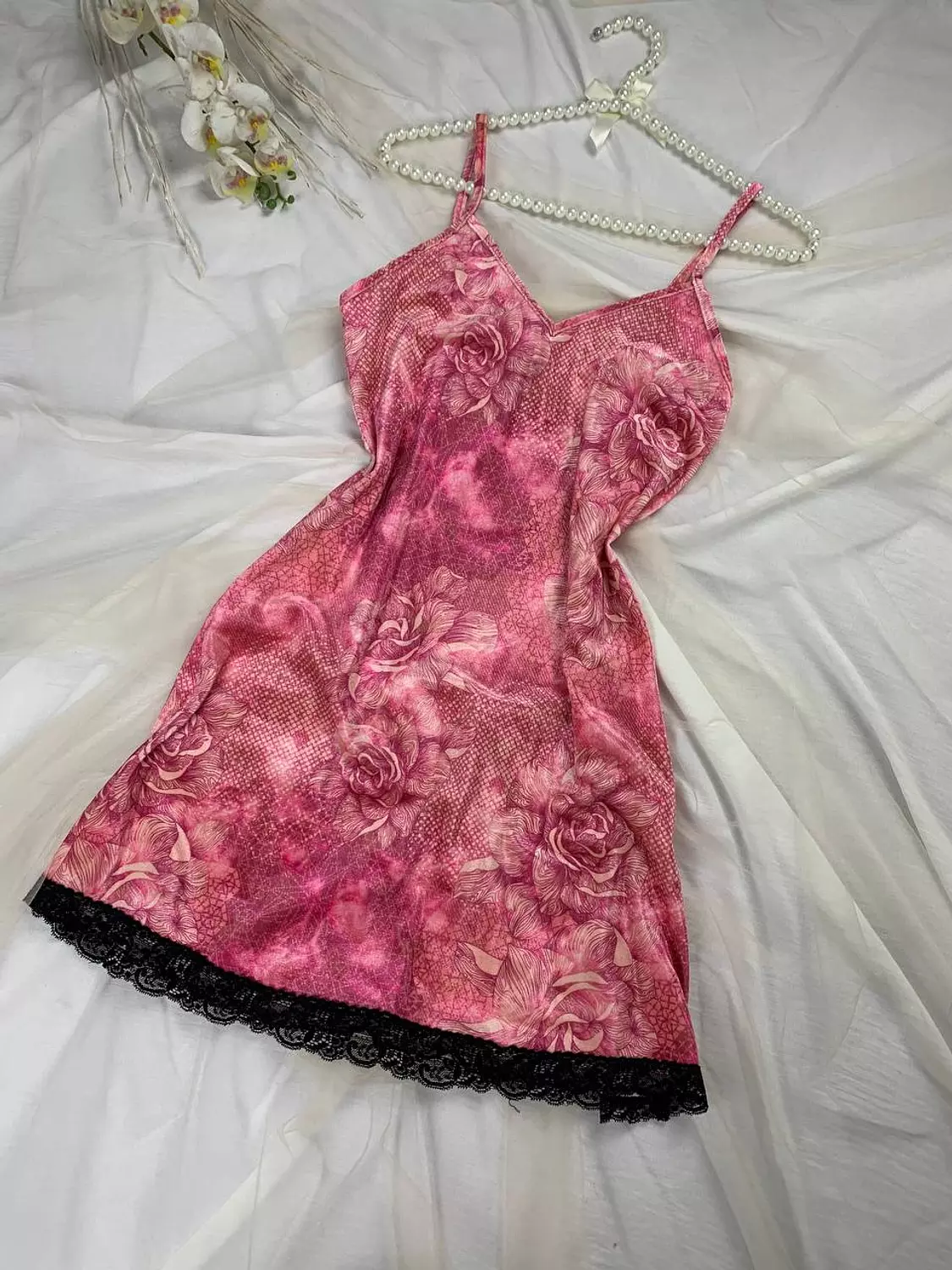 Velvet short lace trim baby doll from debenhams  image
