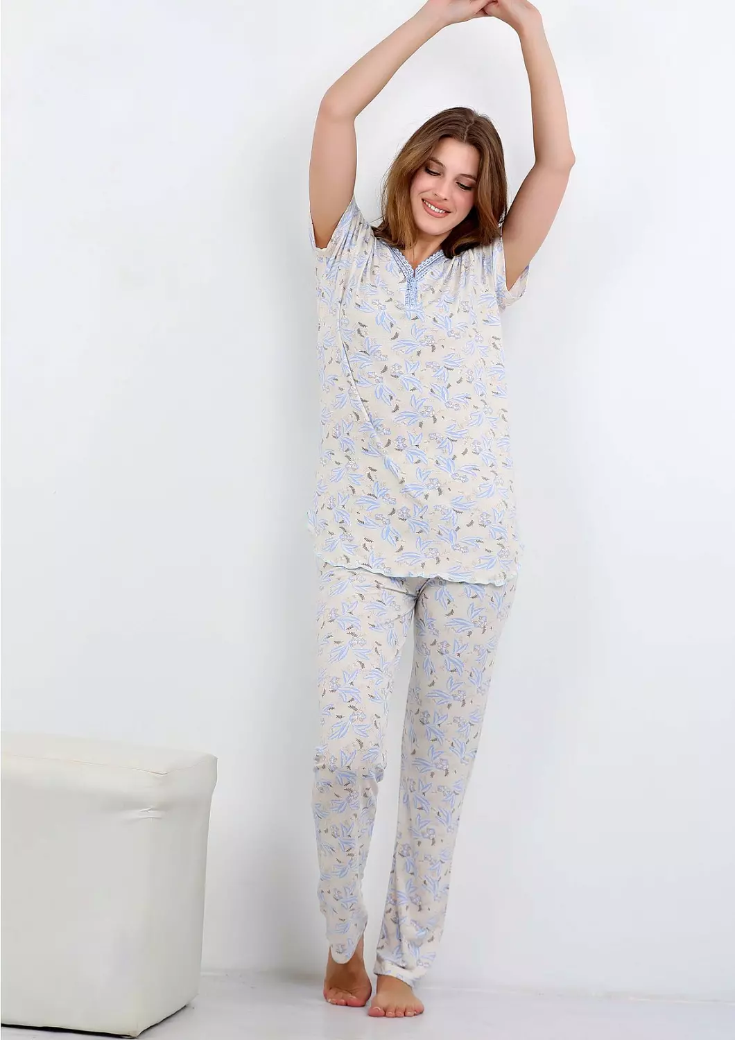 V145 Palms full-length pants pajama set 2