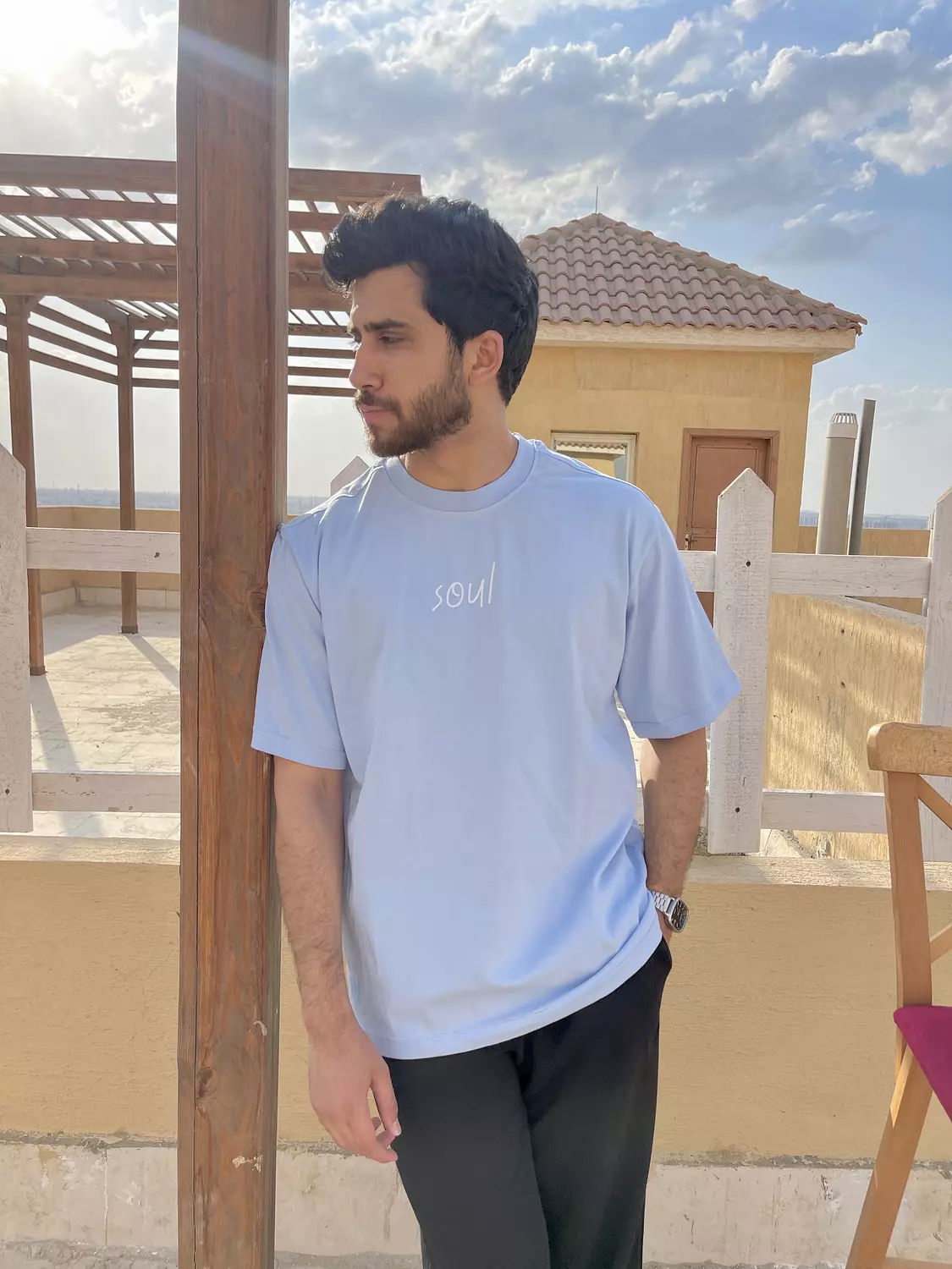 Boxy Printed unisex T-shirt ( الساحل ٢٠٢٠)Featuring Soul logo embroidery image