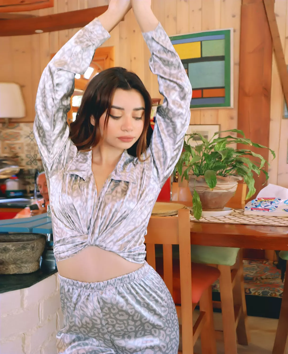 Leopard Satin Twist-Front Lounge 12