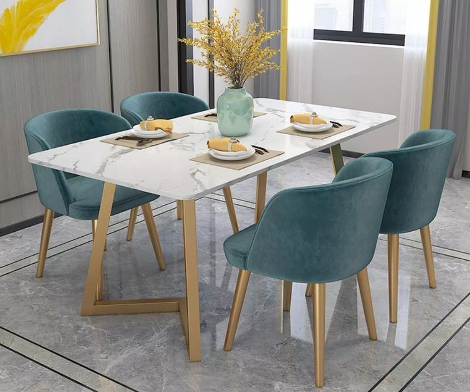 Steel Dining Table-4 Chairs hover image
