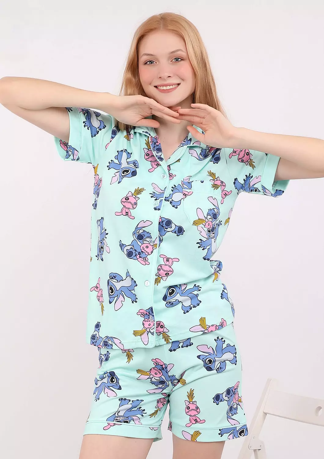 S514 LILO AND STITCH BUTTONED SHORT PAJAMA SET  3