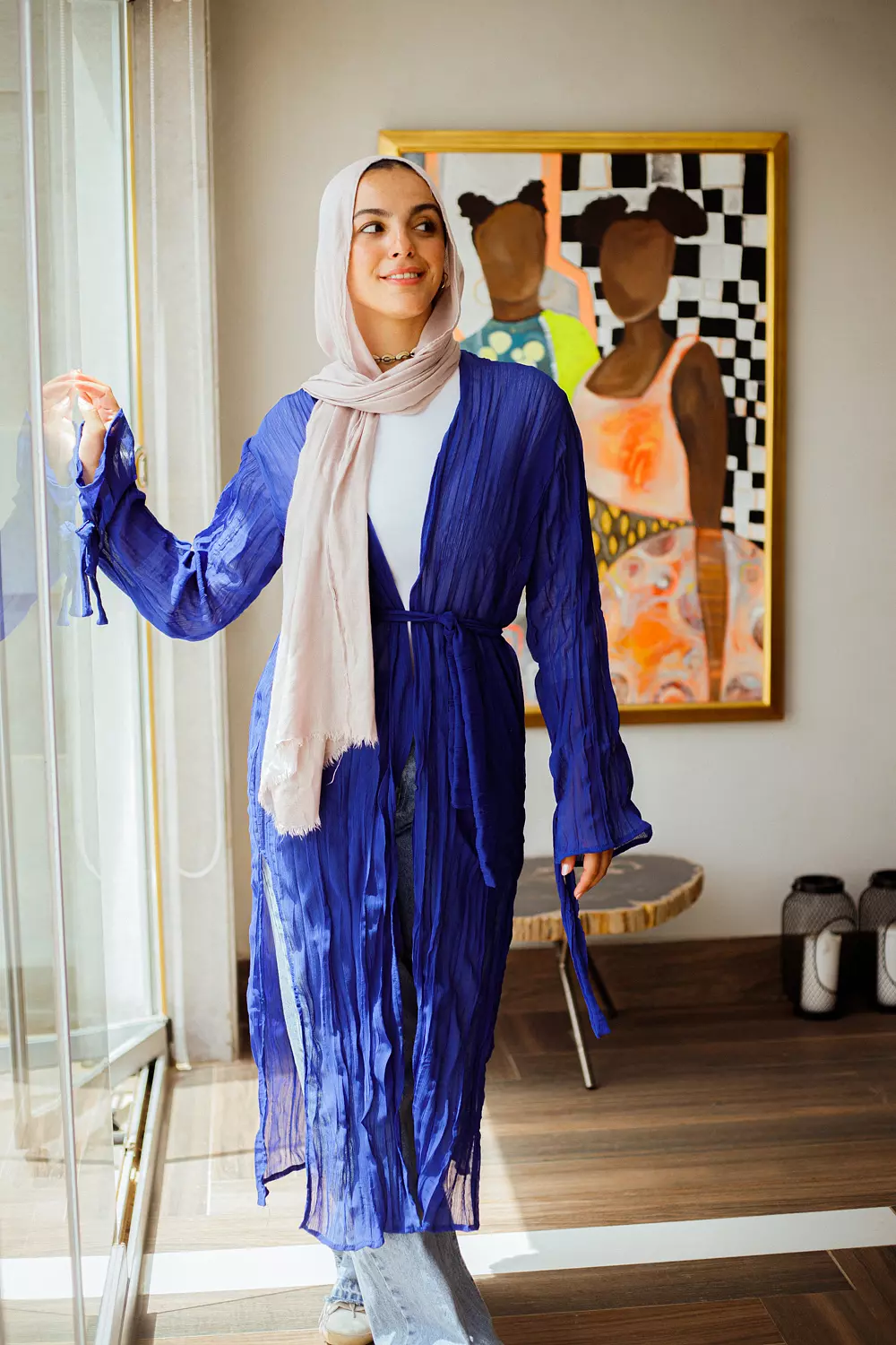 Royal blue crushed kimono image