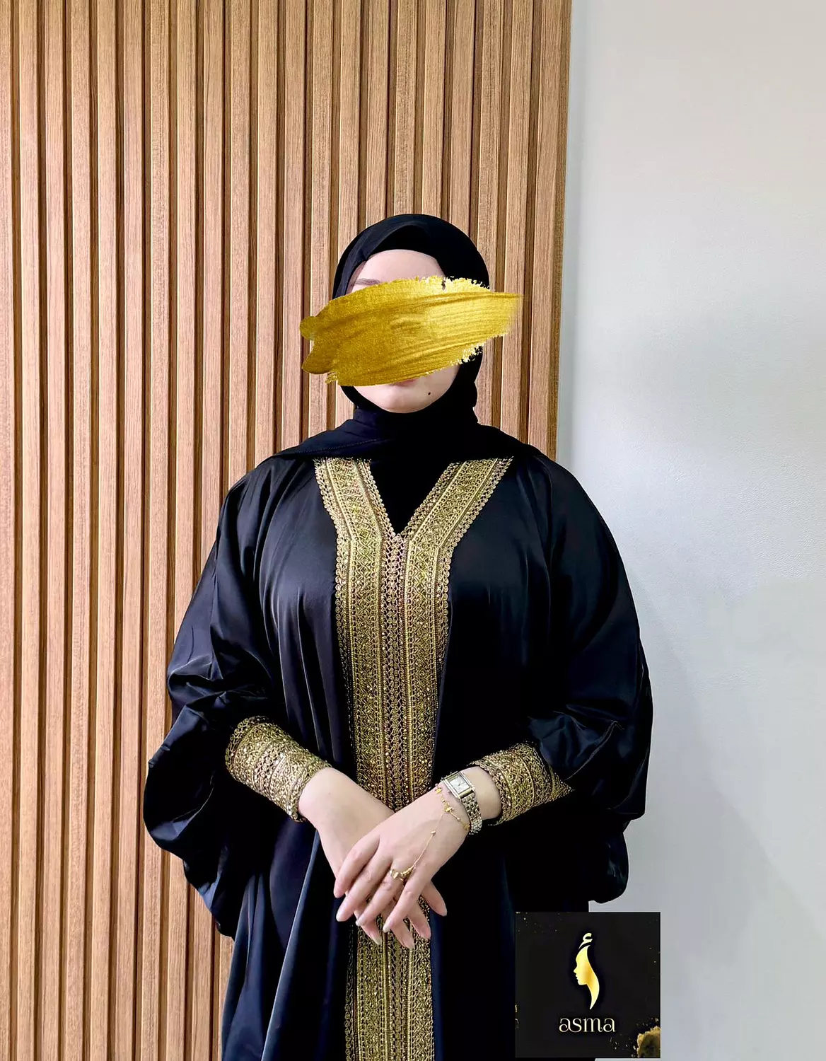 Black Abaya With Golden Touch 2
