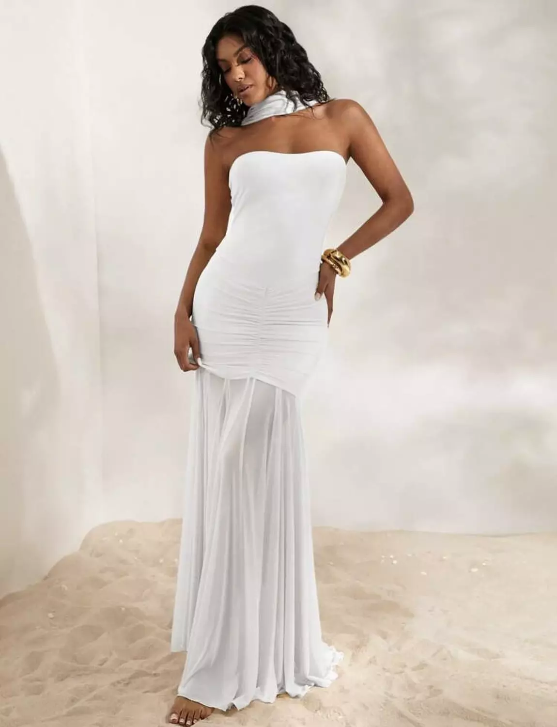 OFF Shoulder fitted fishtail Dress 1