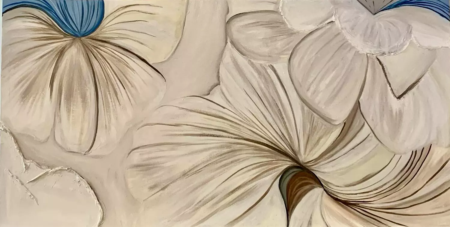 Beige textured flower 100x50 1