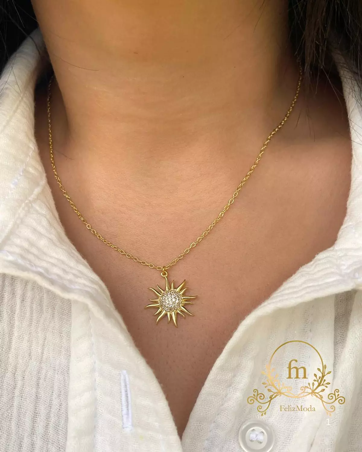 Shinny Sun silver necklace gold plated image