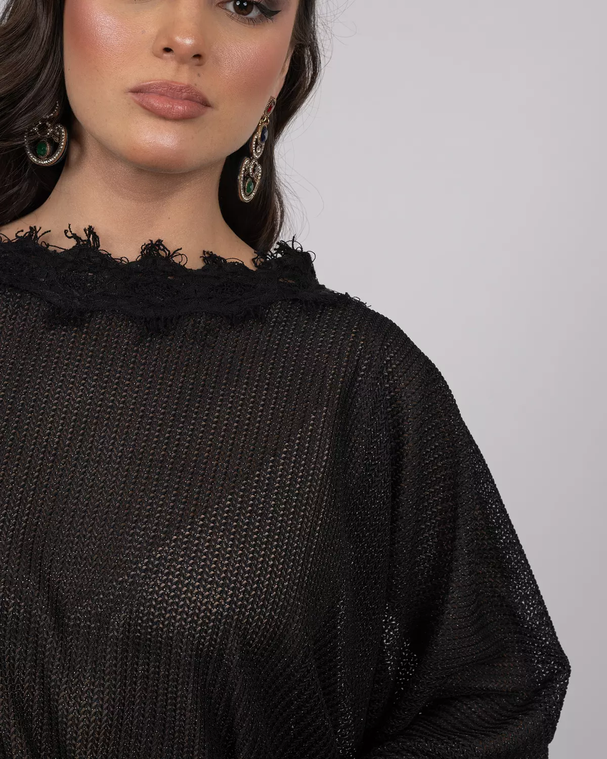 Oversized Top & Loose-Fit Shorts Set - Shimmery Tricot 5