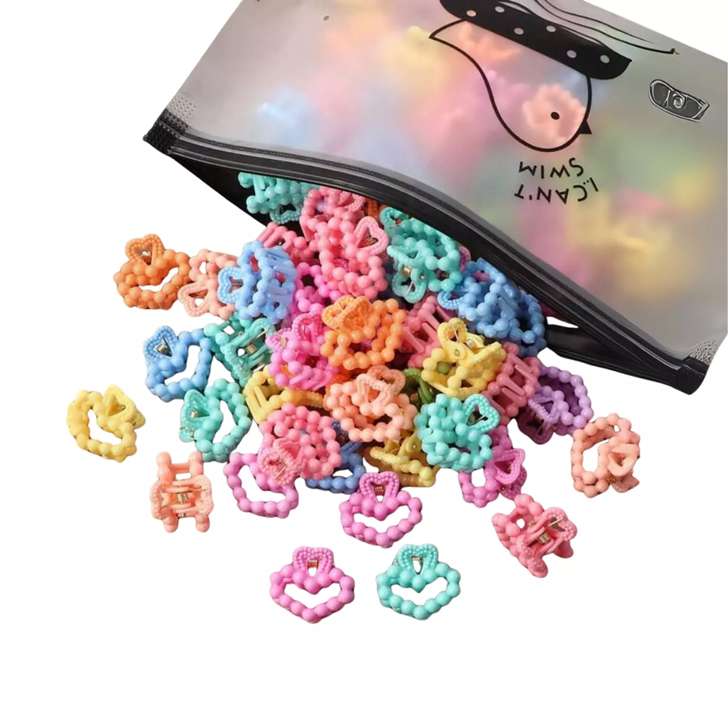 10 Pc Mini Colorful Heart Claw Clips Set image