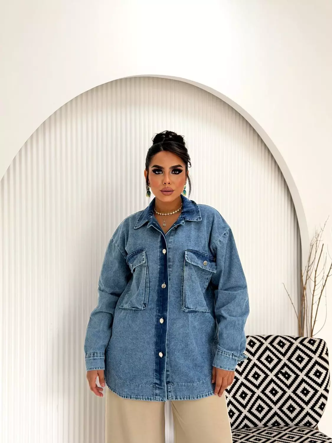Oversized Denim Shirt In Dark Wash image