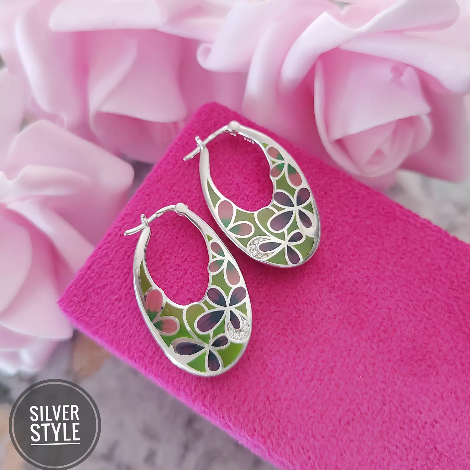 Green Enamel Earrings  1