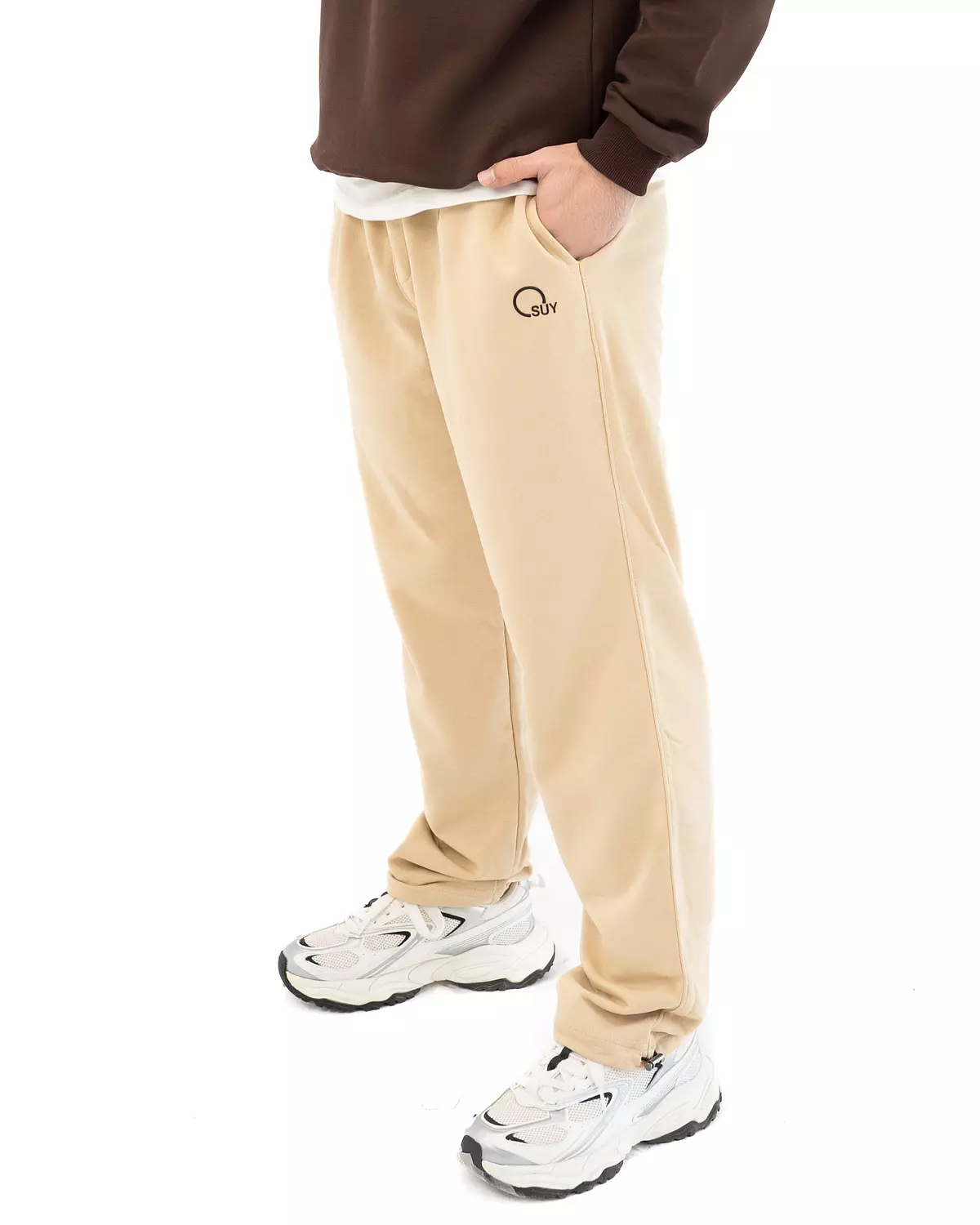 Wide leg & Over size Premium Sweatpants _ Beige color image