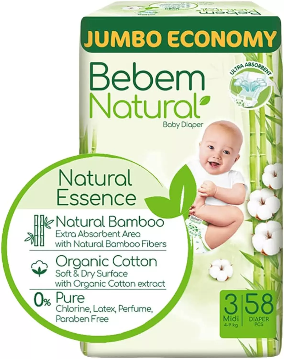 Bebem Natural Diapers - Size 4 Maxi - 58 pcs   image
