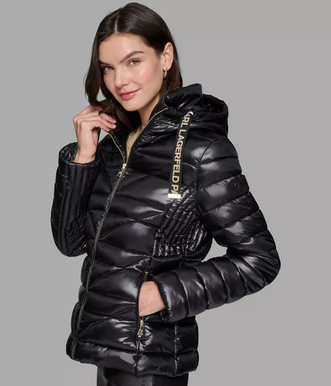 SHORT PUFFER JACKET WITH LOGO Black  2