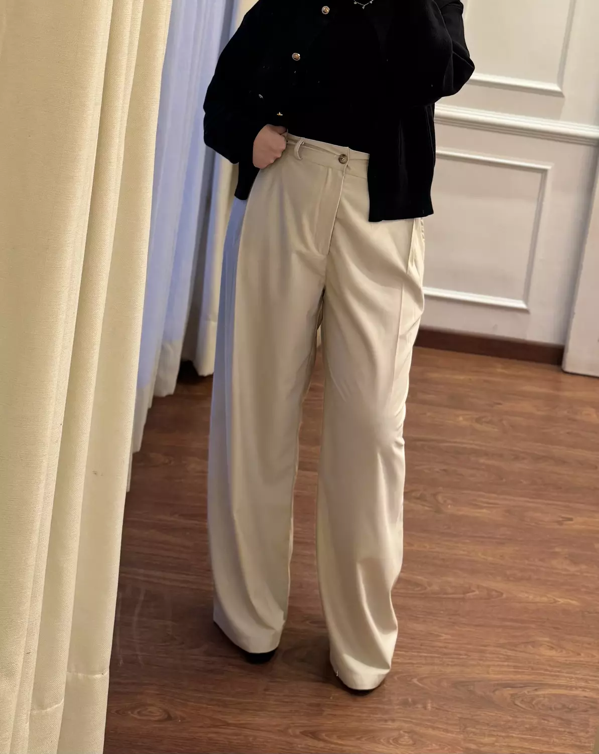 Loose-Darted Pants - Beige  1