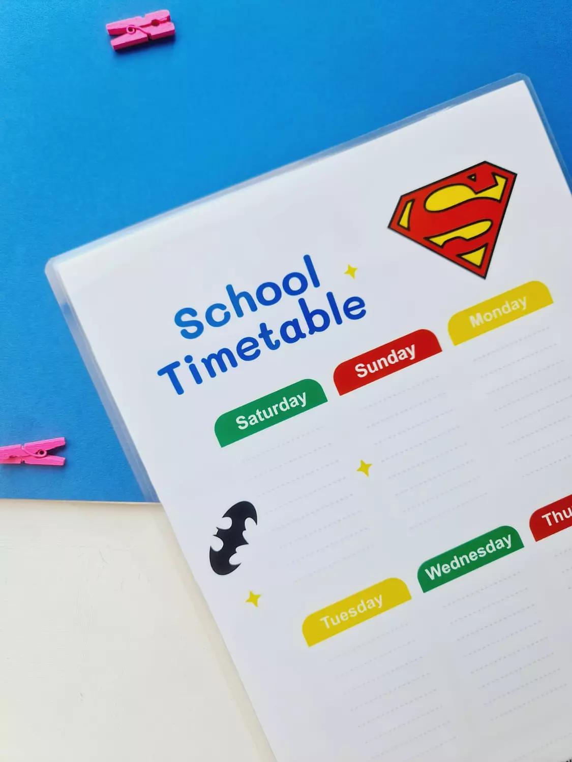 Superman School Timetable image