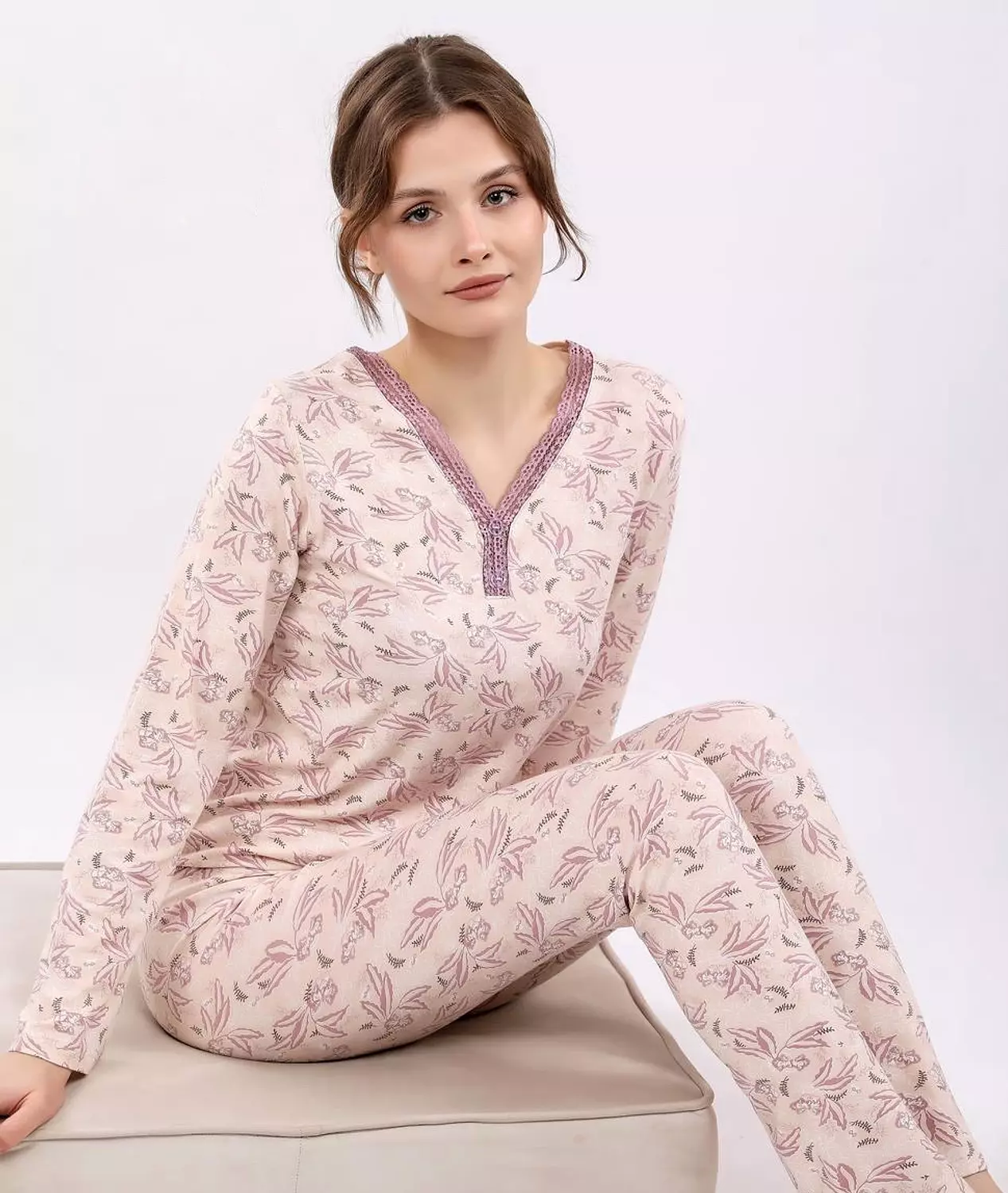 V102 palms Long sleeves pajama set  3