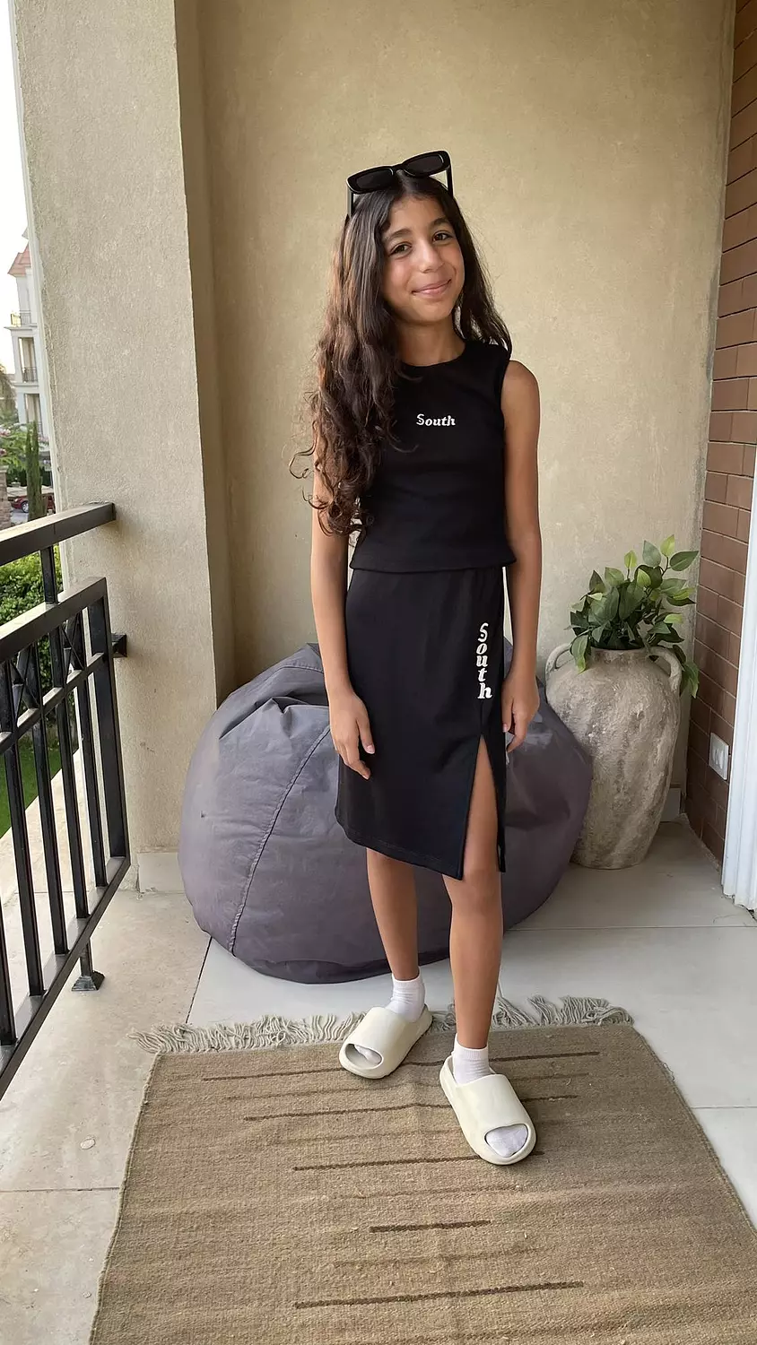 SOUTH Melon Cotton embroidered Black Skirt  hover image