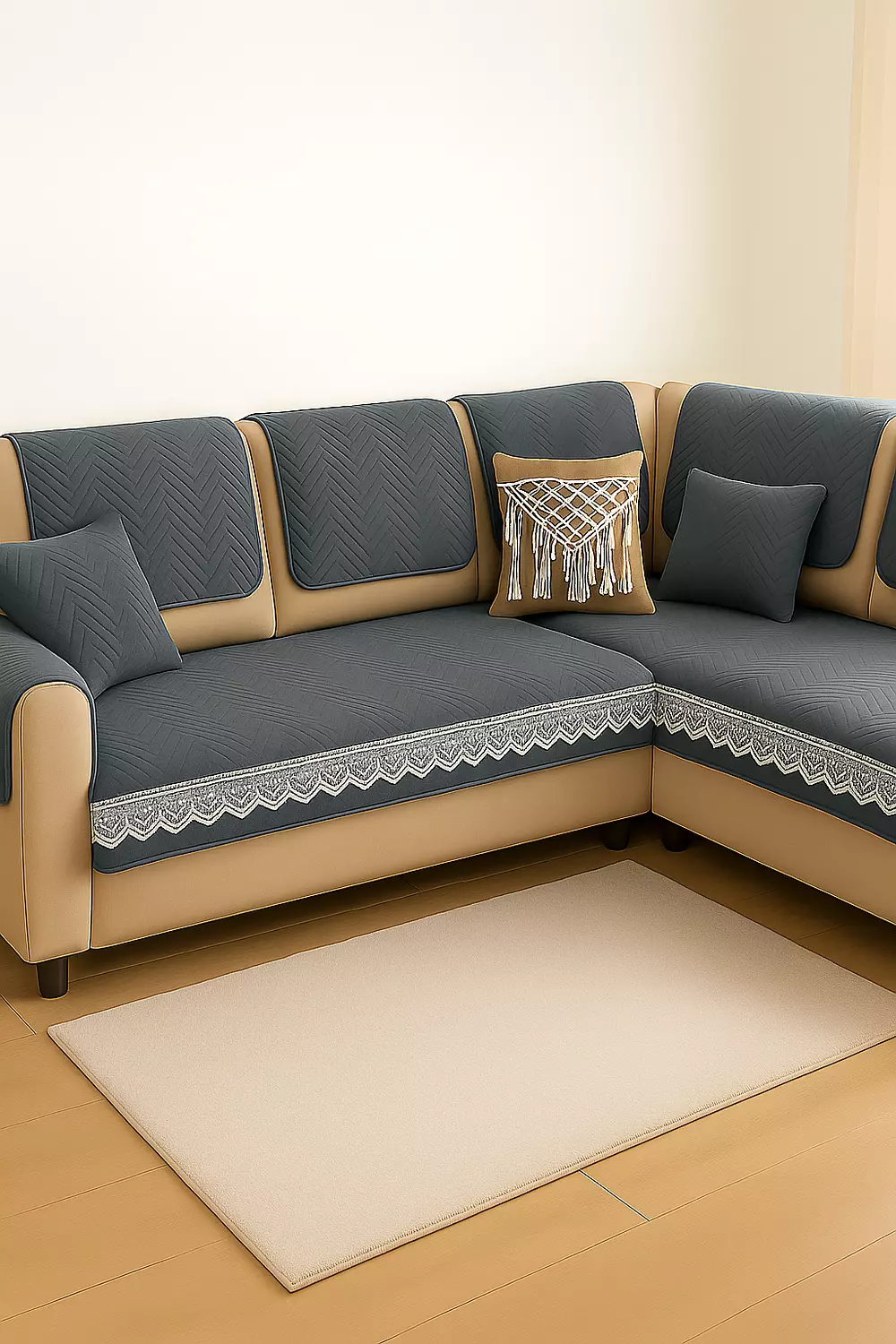 Set of 5 Sofa Slipcovers - Dark Gray image