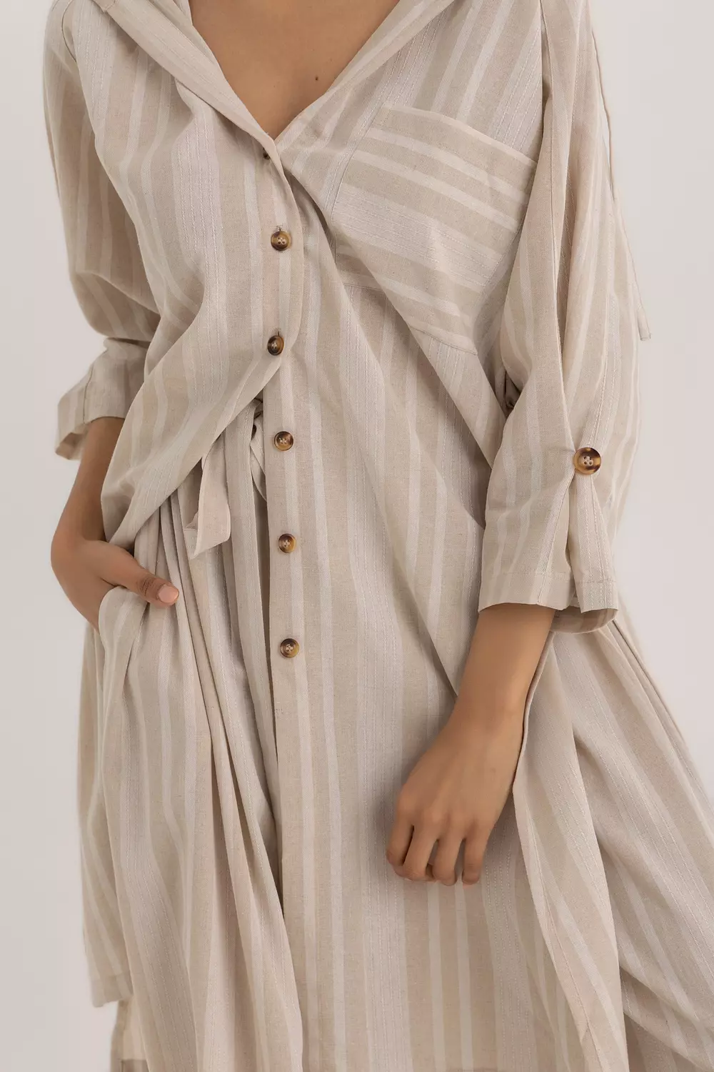 The Hadia Shirt Beige Striped 6