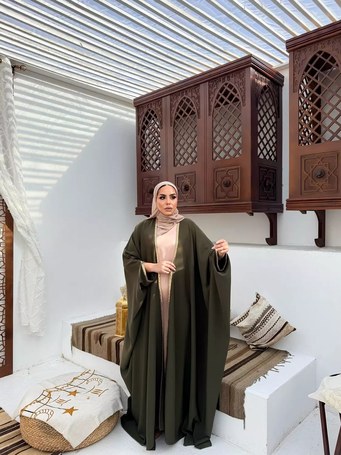 The Mawada Kuftan In Olive hover image