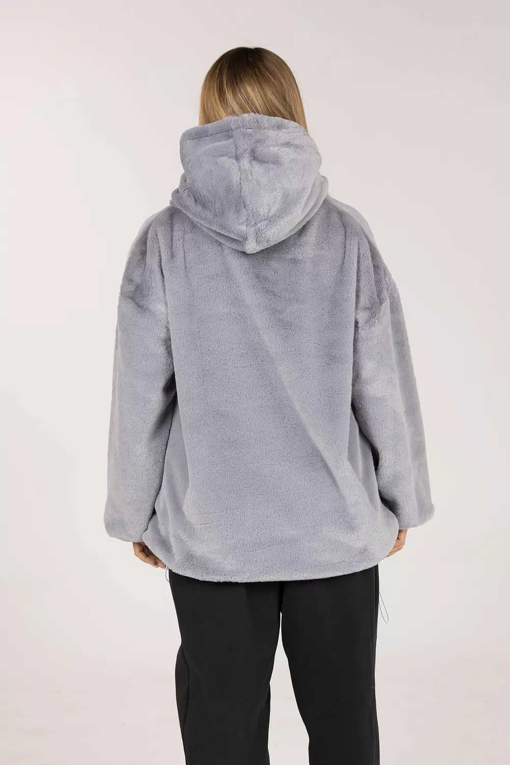 Grey fur hoodie 5
