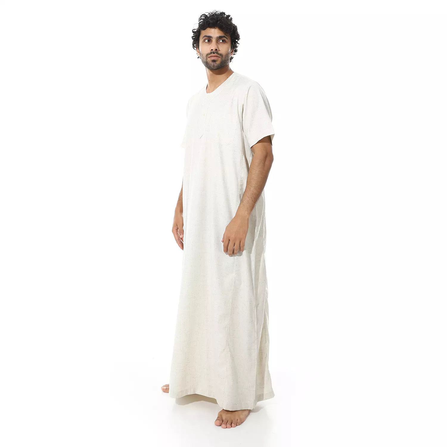 Men Galabeya Short Sleeves - Linen - 2265 - Off White 2