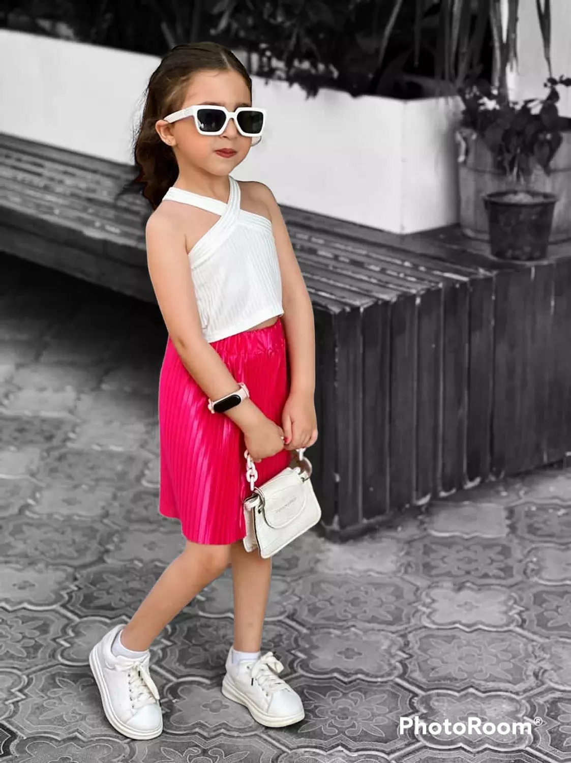 Top + Pleated skirt image