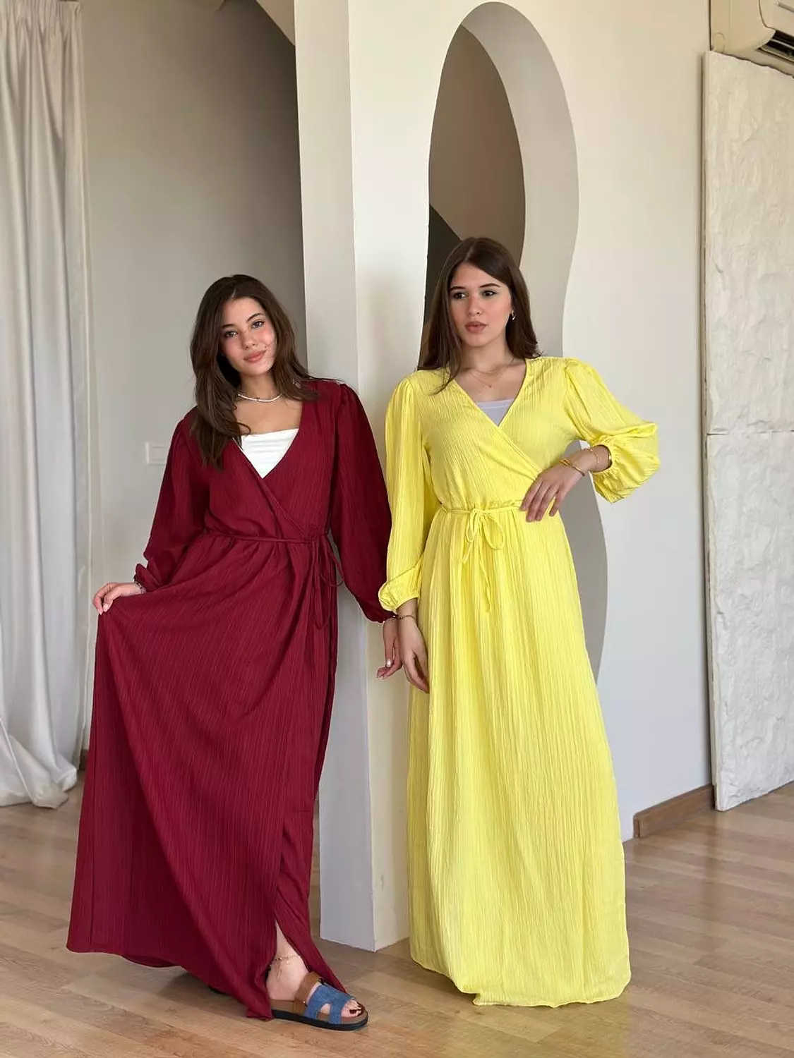 Crinkled Wrap Maxi Dress with Front Slit 11