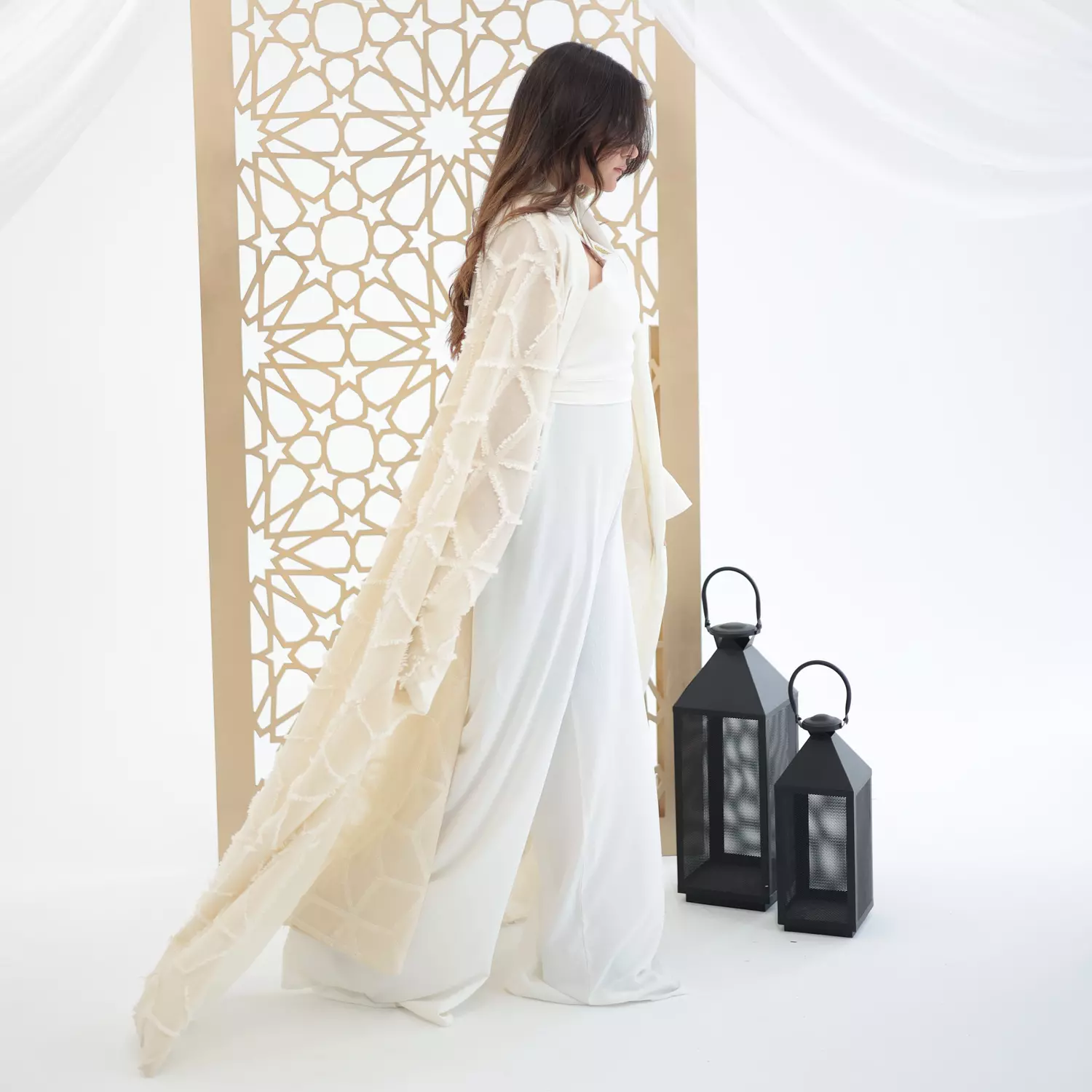 White and Beige Kaftan 3