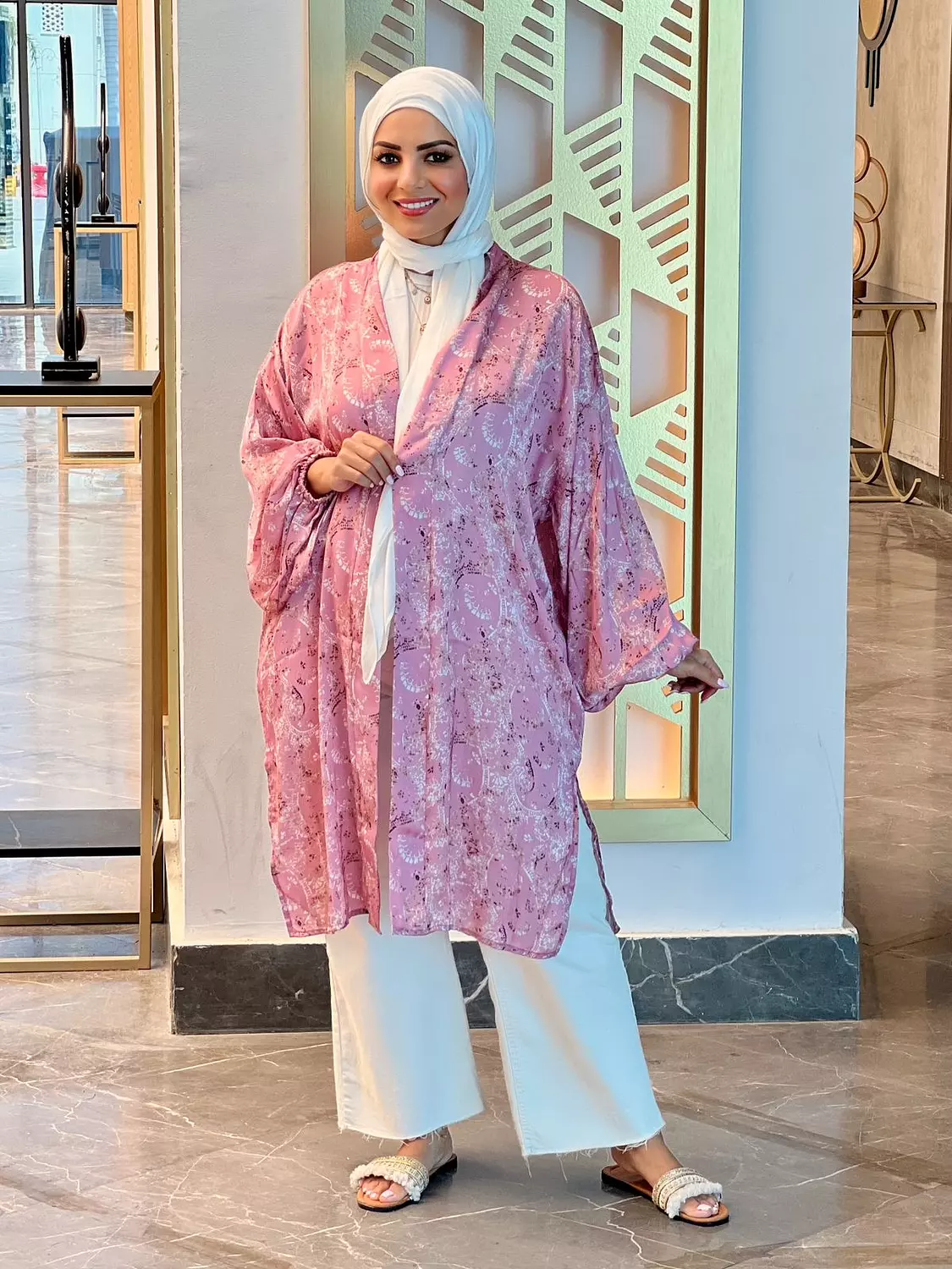 Silk Satin Patterned Cardigan - Kashmir 2