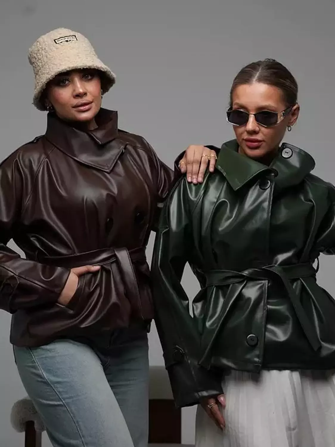 Belted Cropped Leather Jacket 6