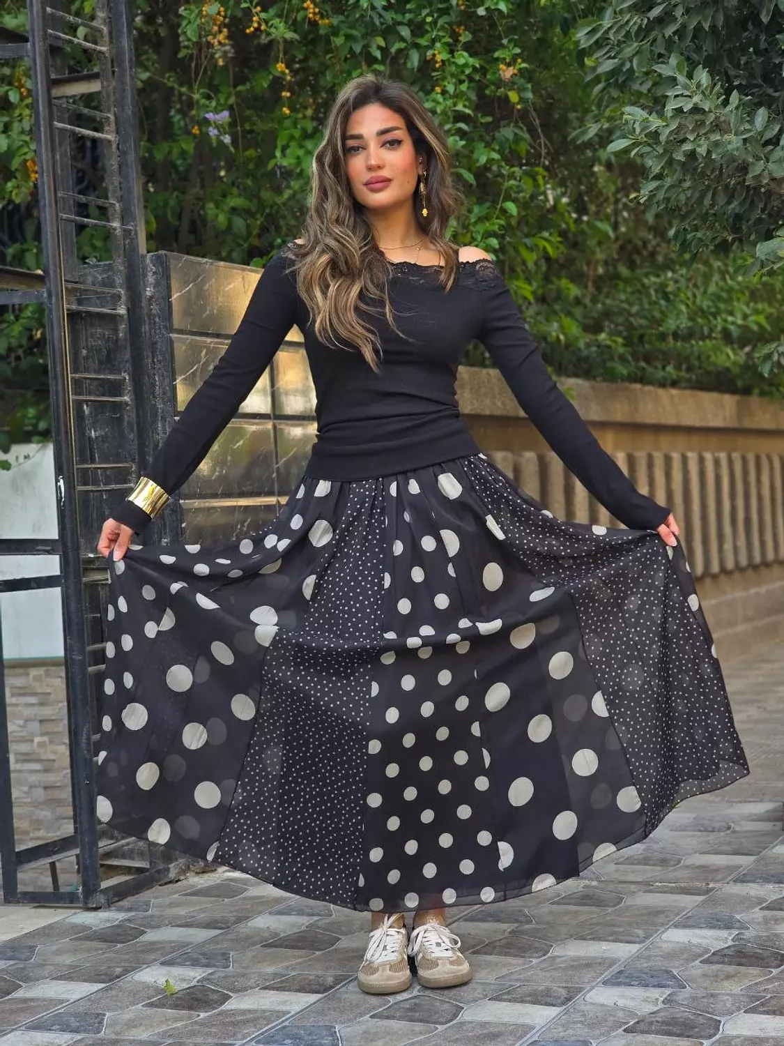 Black multisize polka dot skirt 2