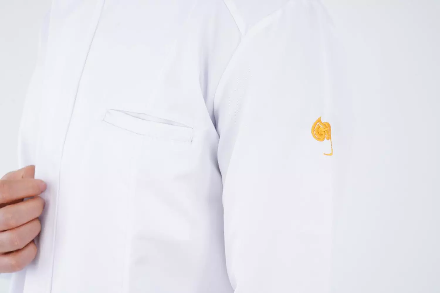 White Half Collar Lab Coat with Zipper 8
