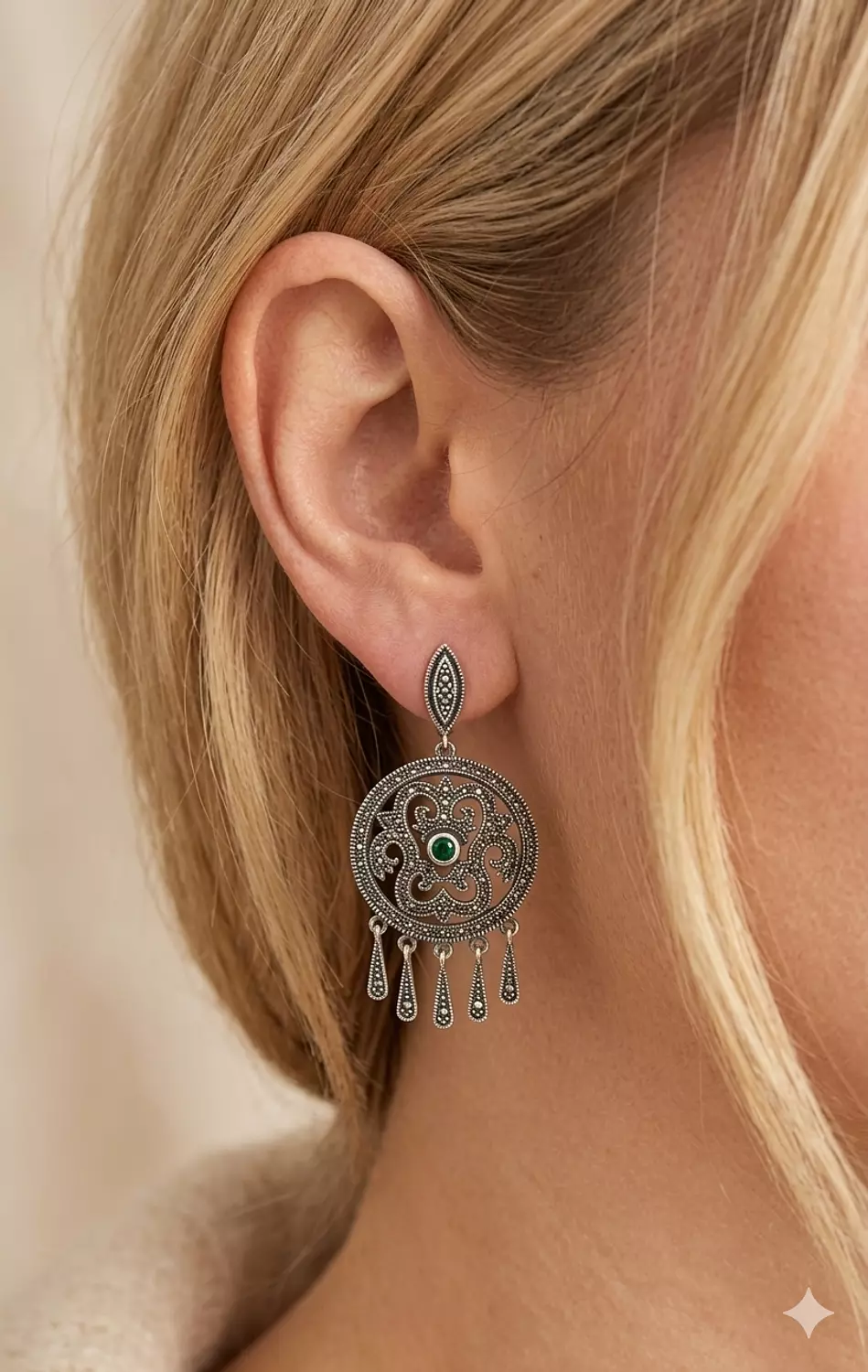 Circle marcasite earrings image