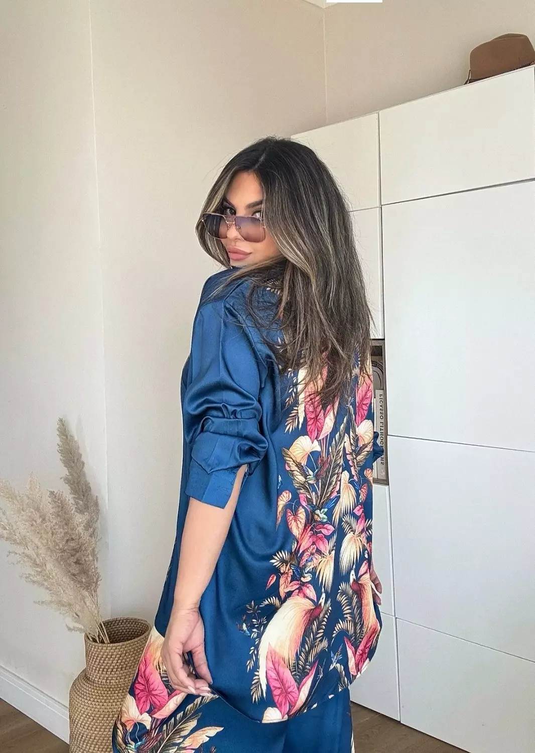 Navy blue bird satin set 🐦 hover image