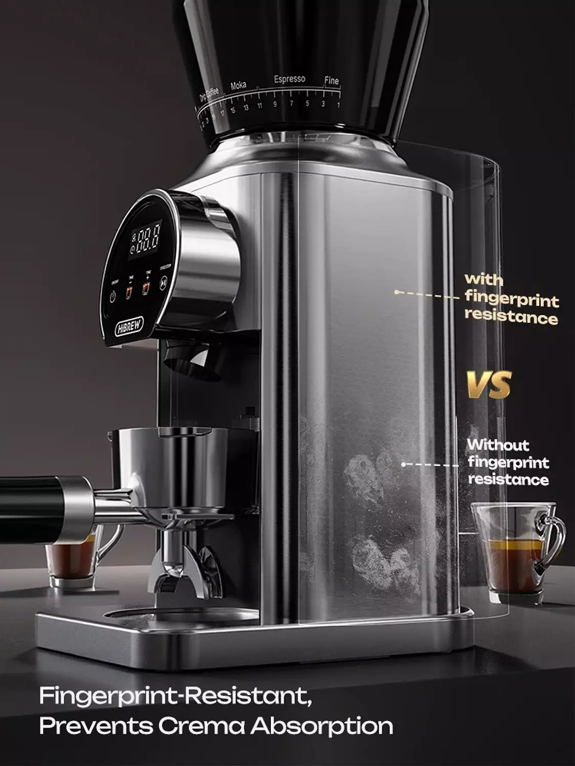 HiBREW G3 Plus Electric Coffee Grinder 40MM Titanium-Coated Conical Burr Coffee Bean Grinder for Espresso Pour Over 6