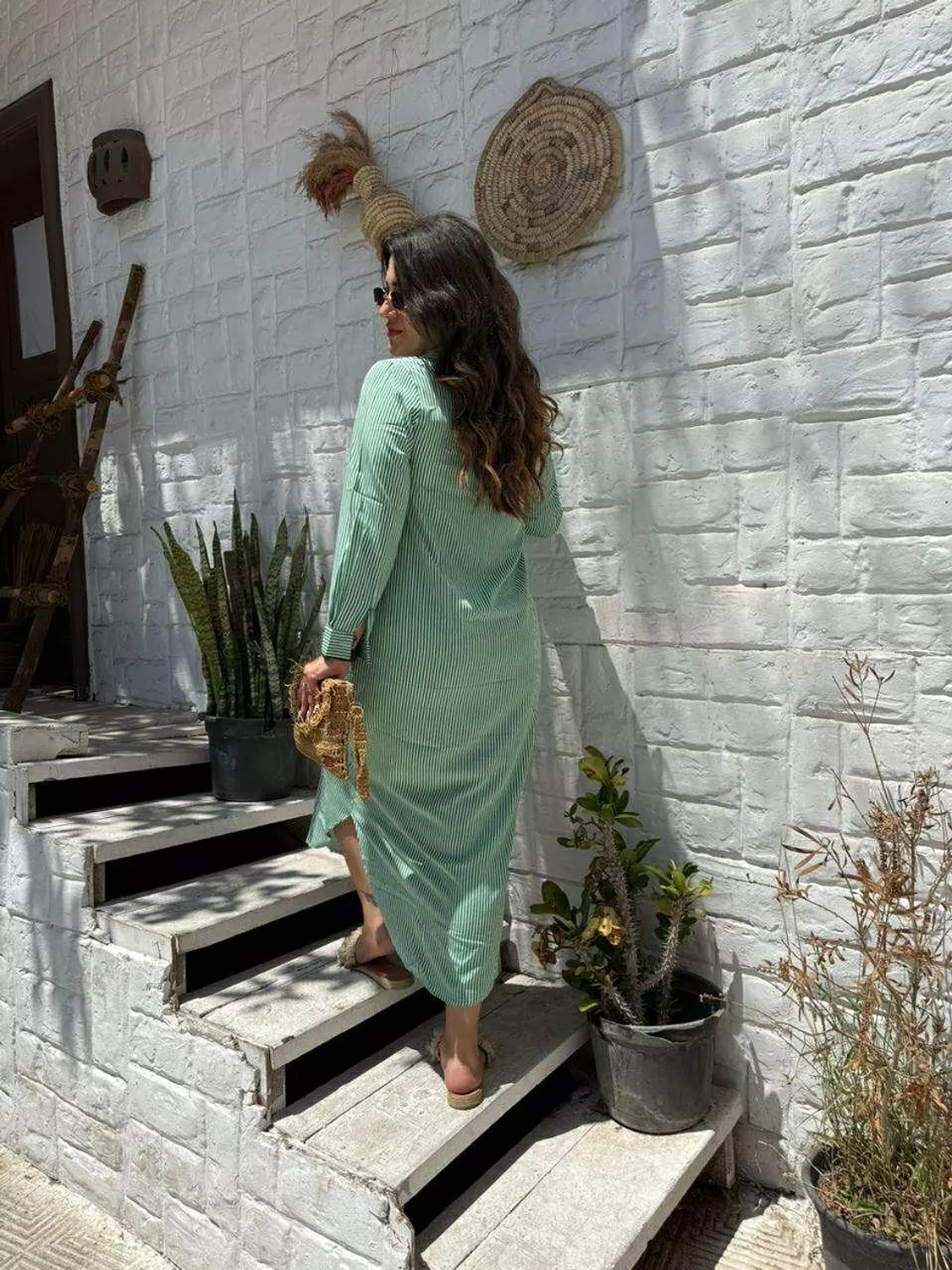 green striped dress  4