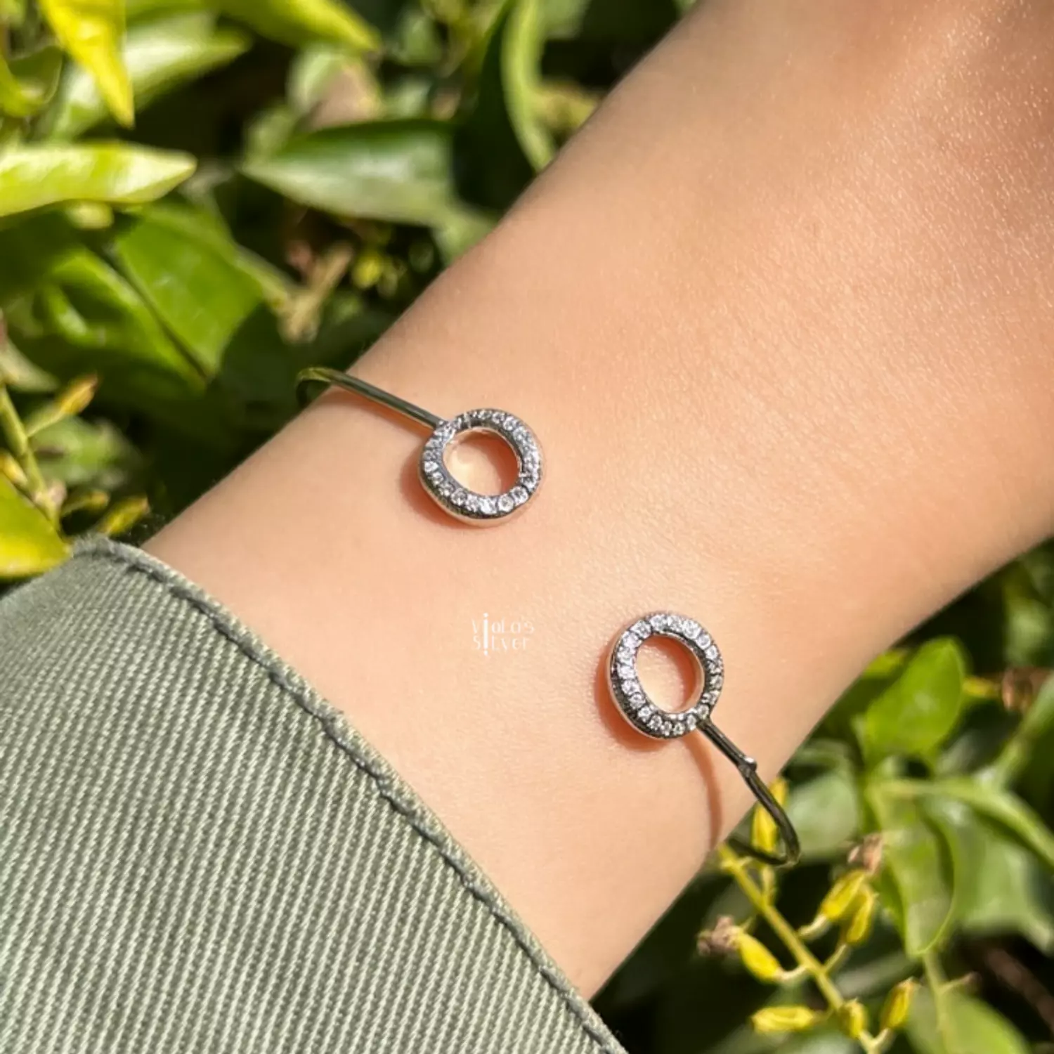 Thin white zircon bangle image
