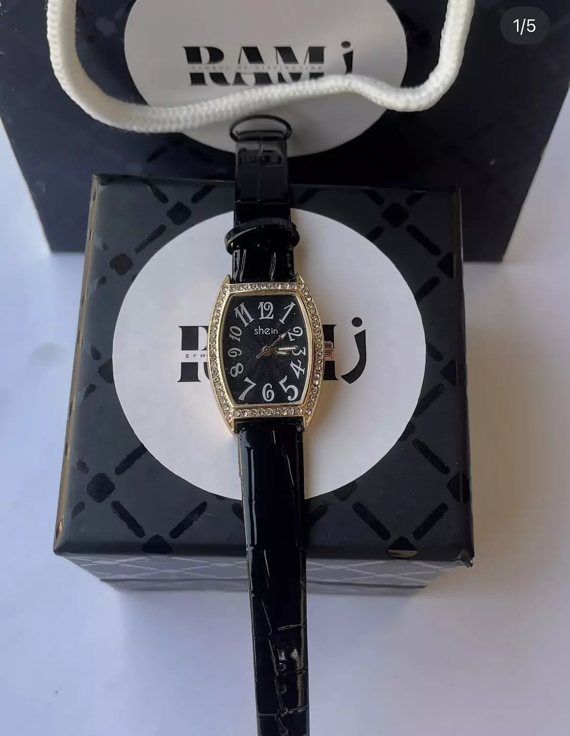 Black leather watch image