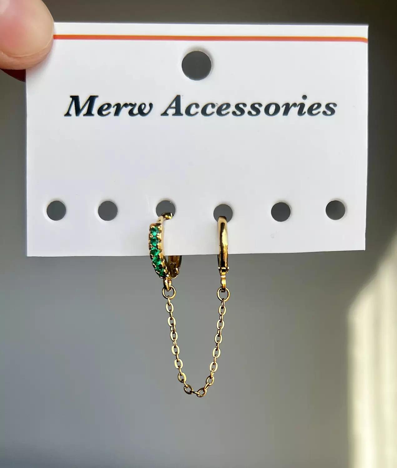Green stones connect earring  image