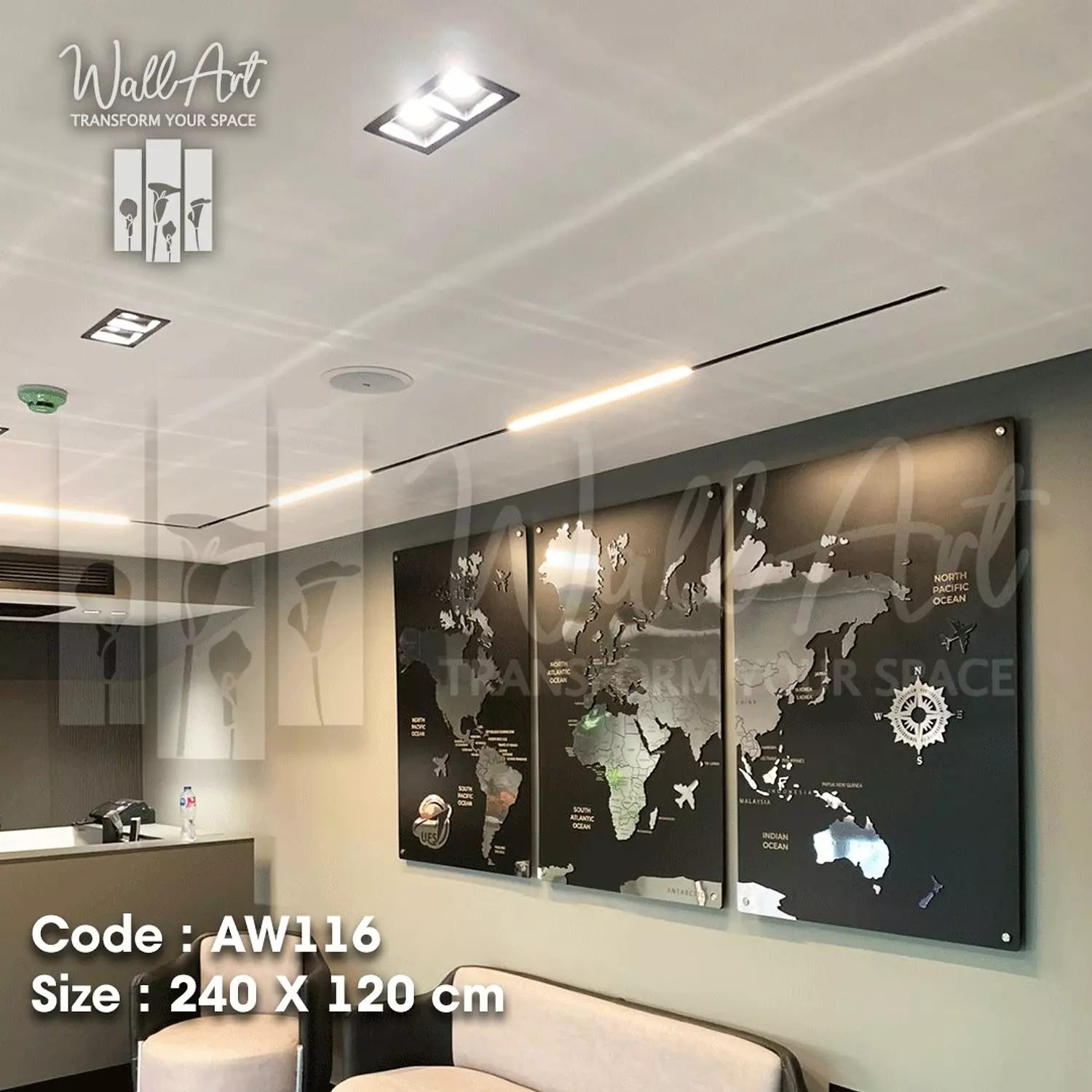 AW116-Engraved World Map   4