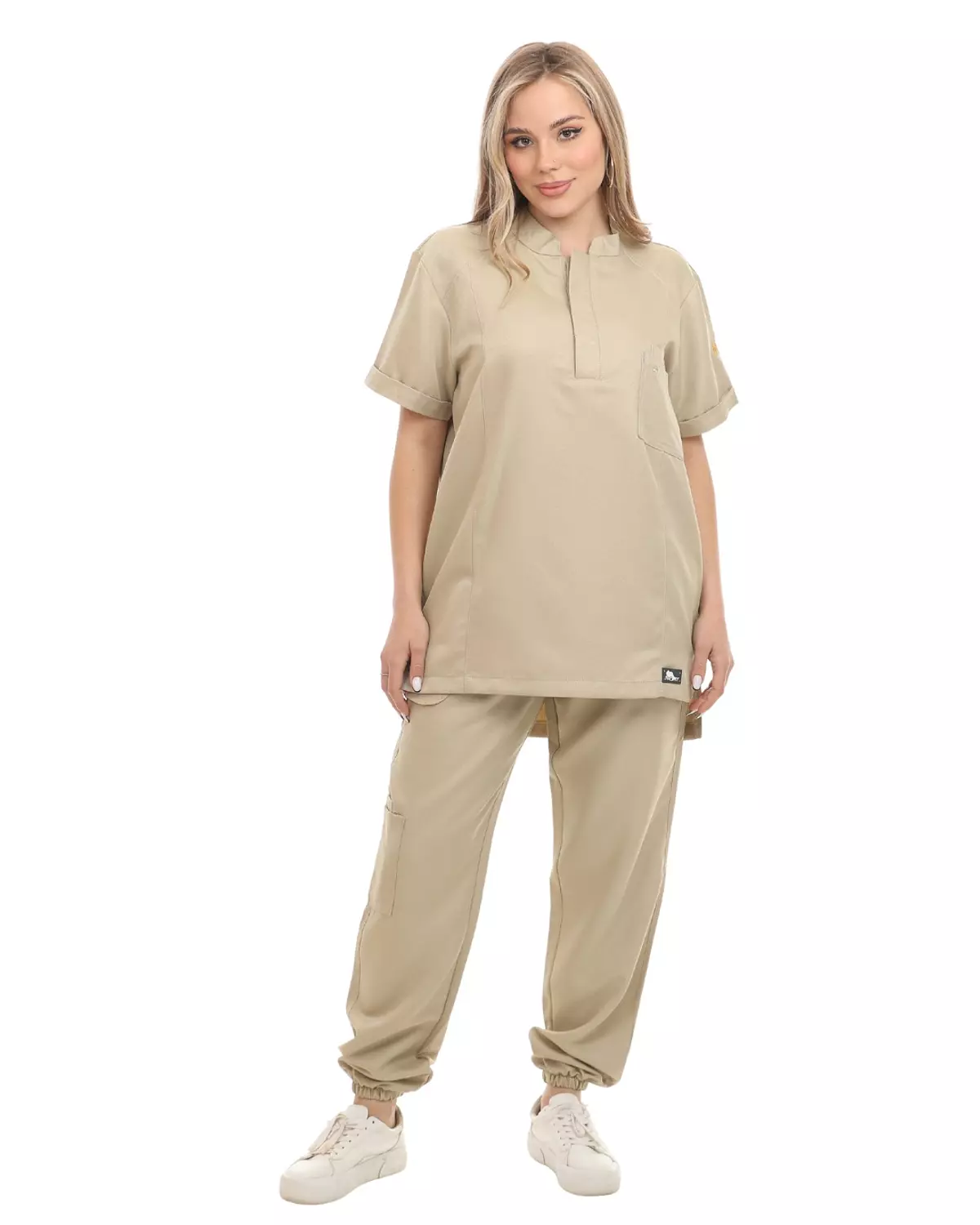 Beige Half Collar Scrub 4