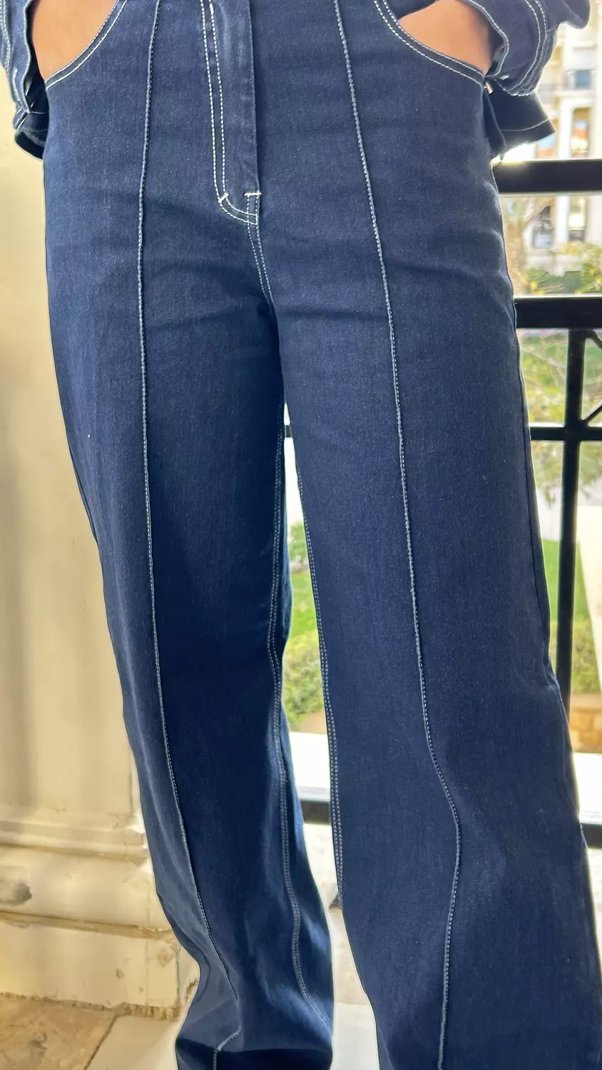 SOUTH Wide Leg Denim Blue black Pant hover image
