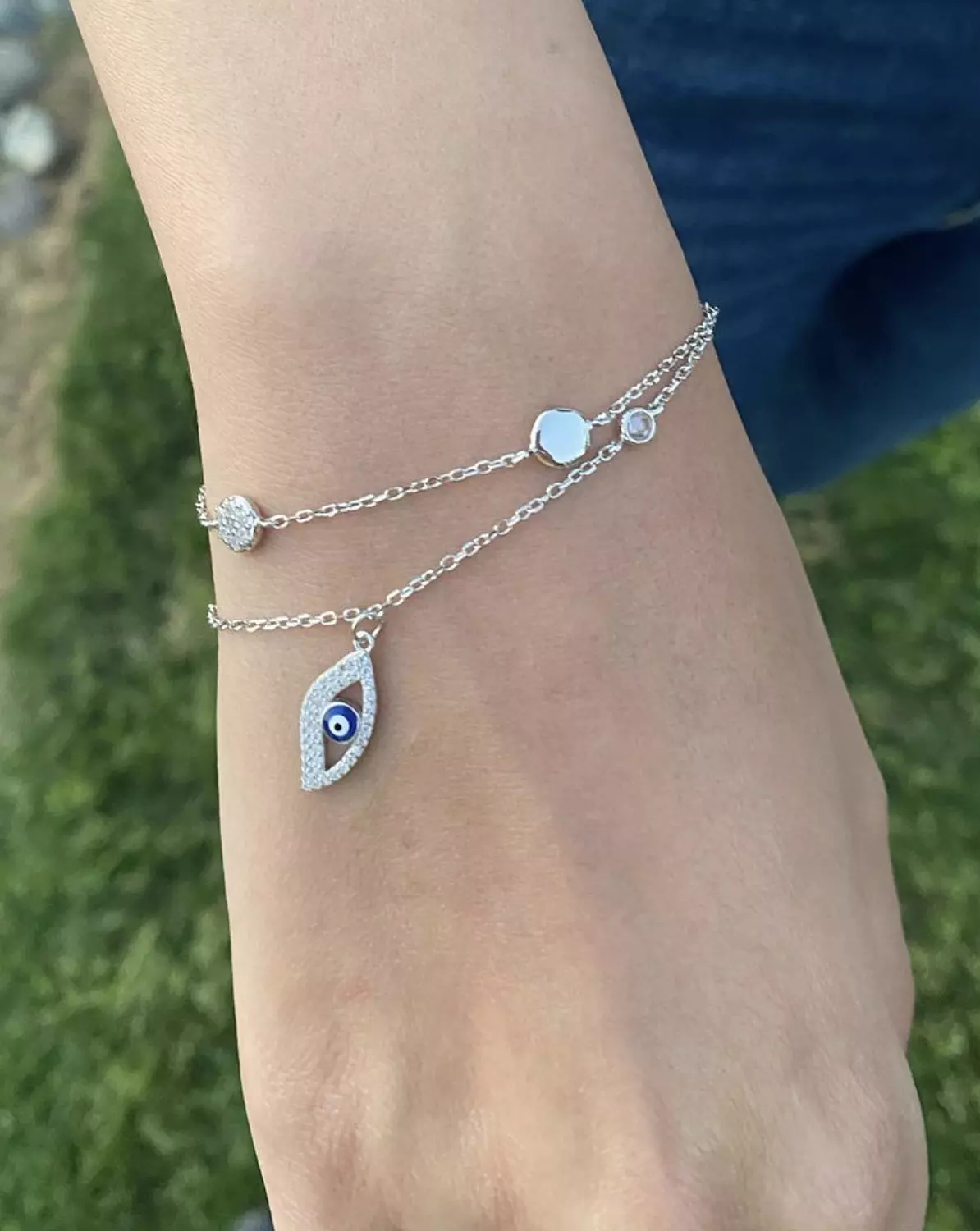 Double layer evil eye bracelet 1