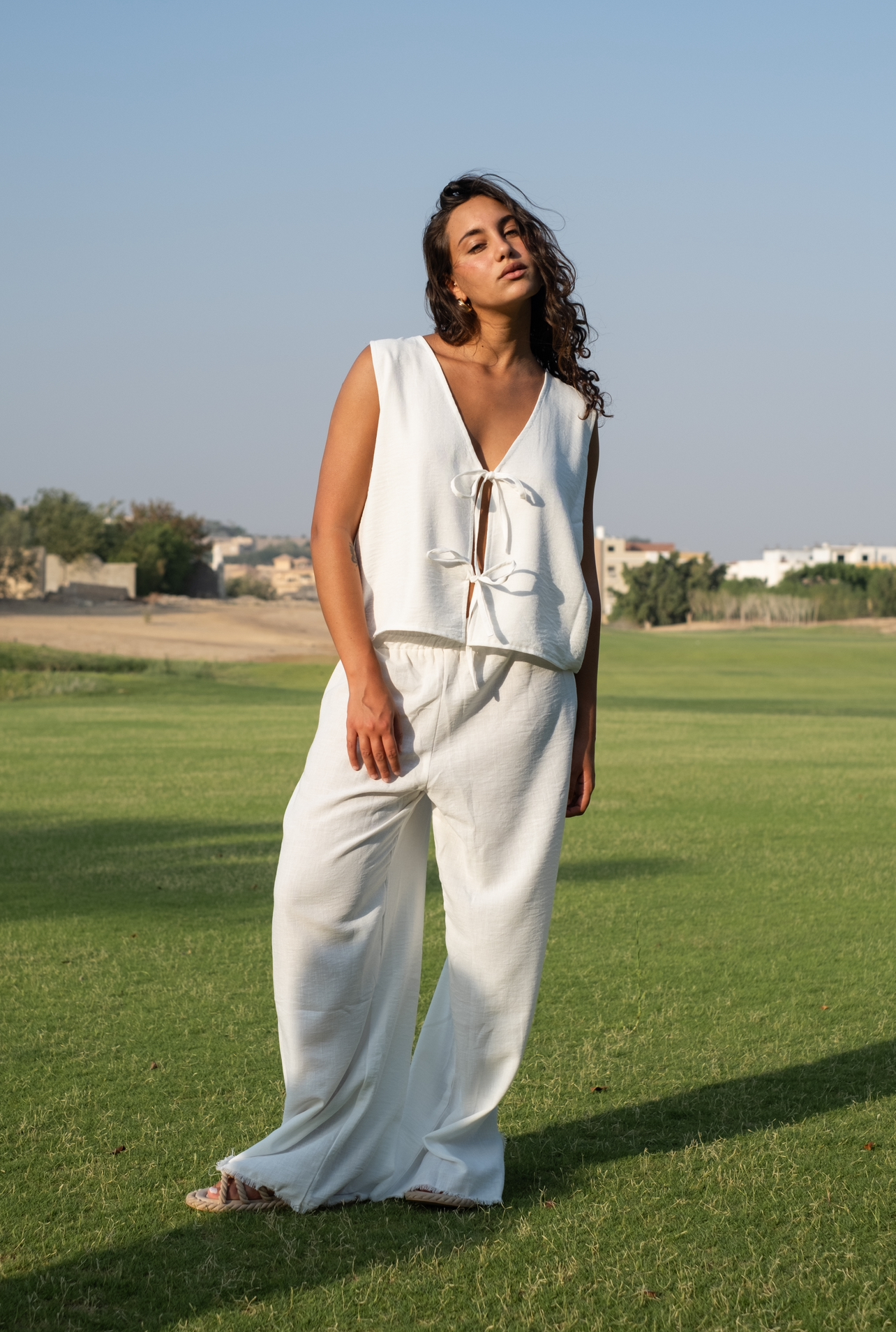 White Boho Linen Pants  image