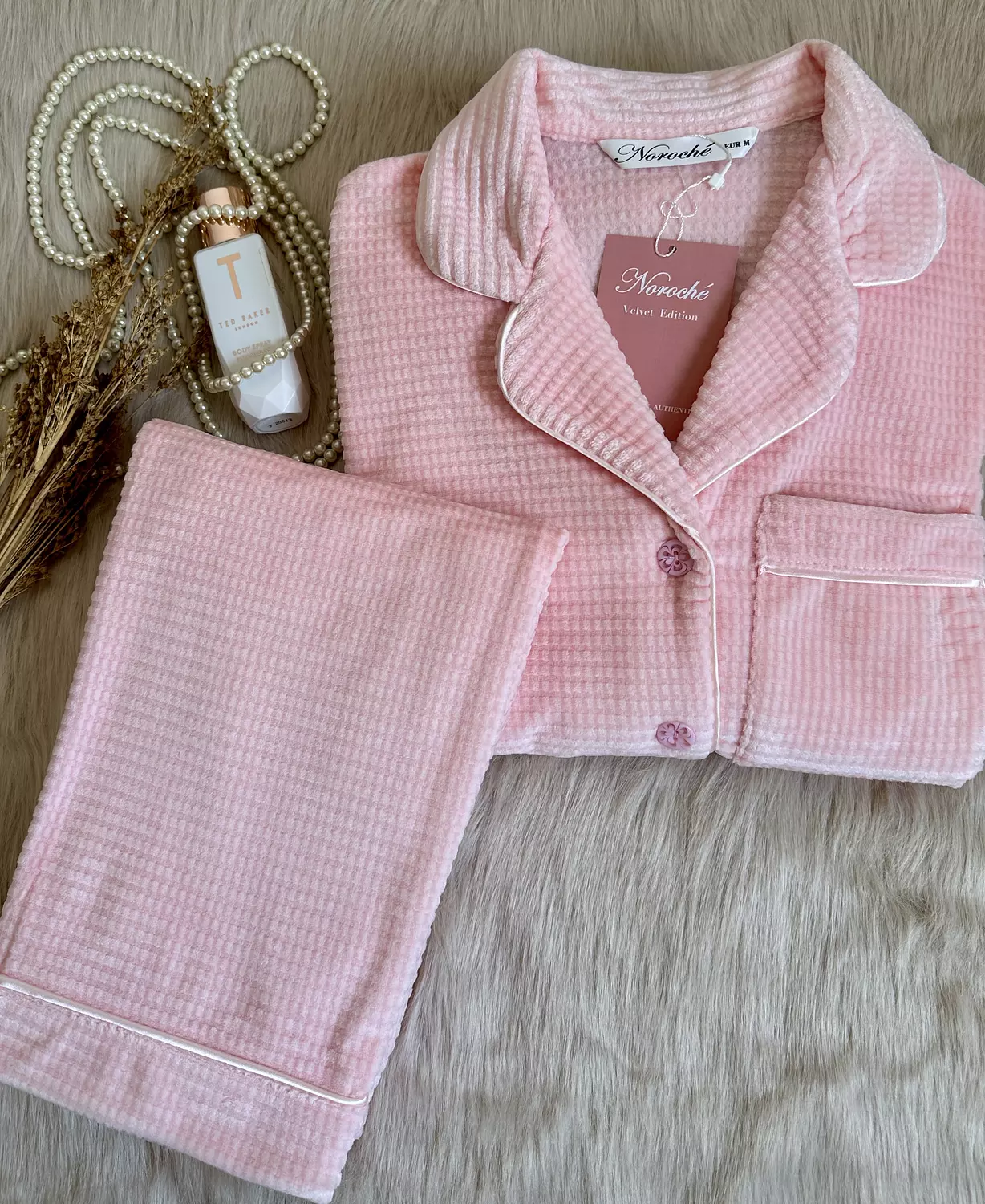 Baby Pink Waffle Jacquard Pajamas image